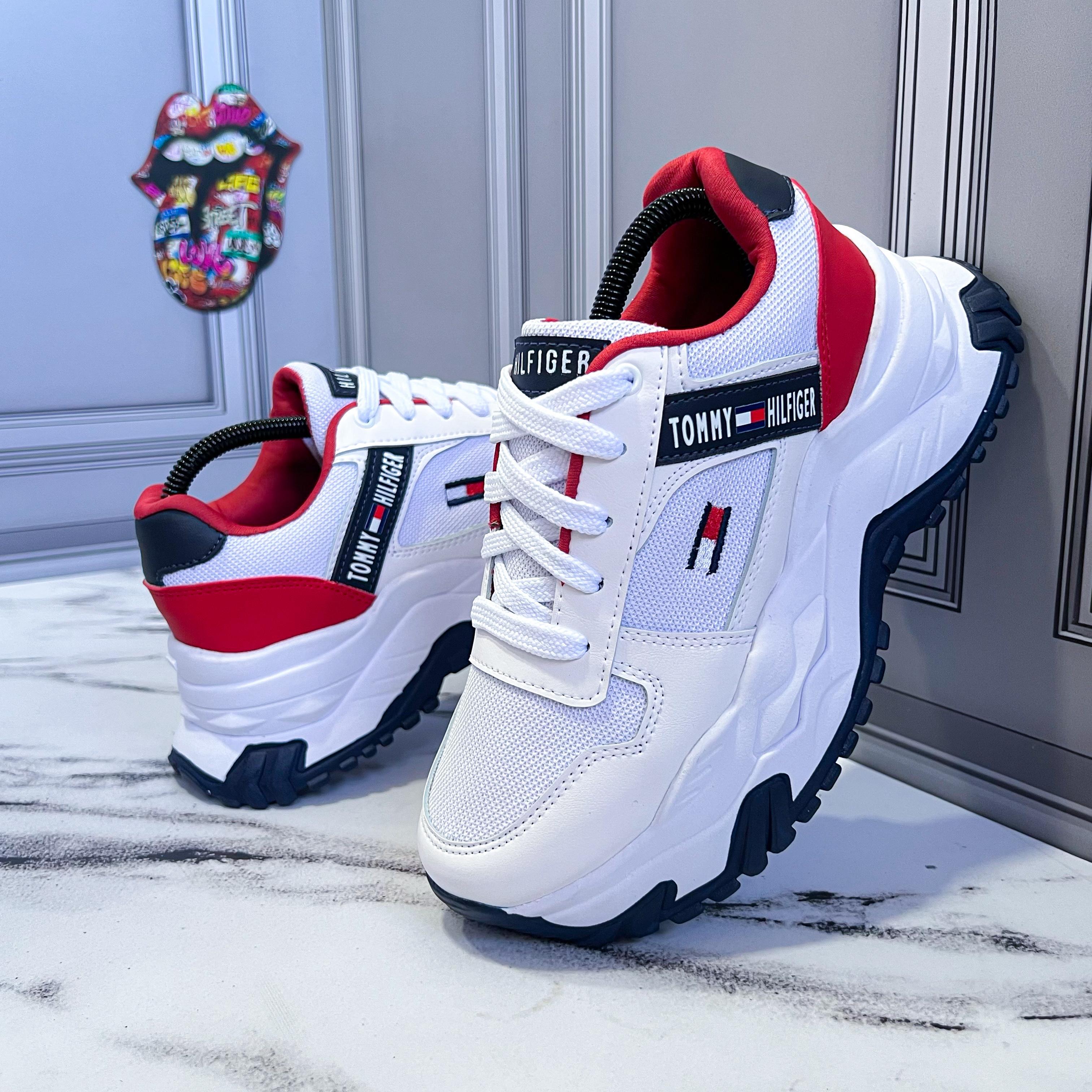 TENIS TOMMY DAMA BLANCO X ROJO