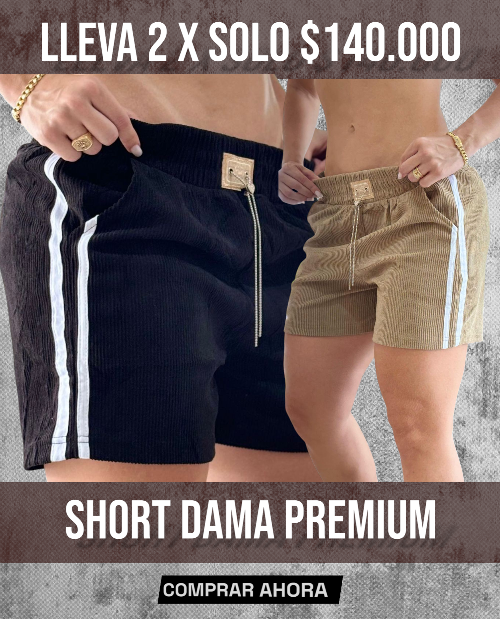 PROMOCION 2 SHORT X $140.000 NEGRO X CAQUI