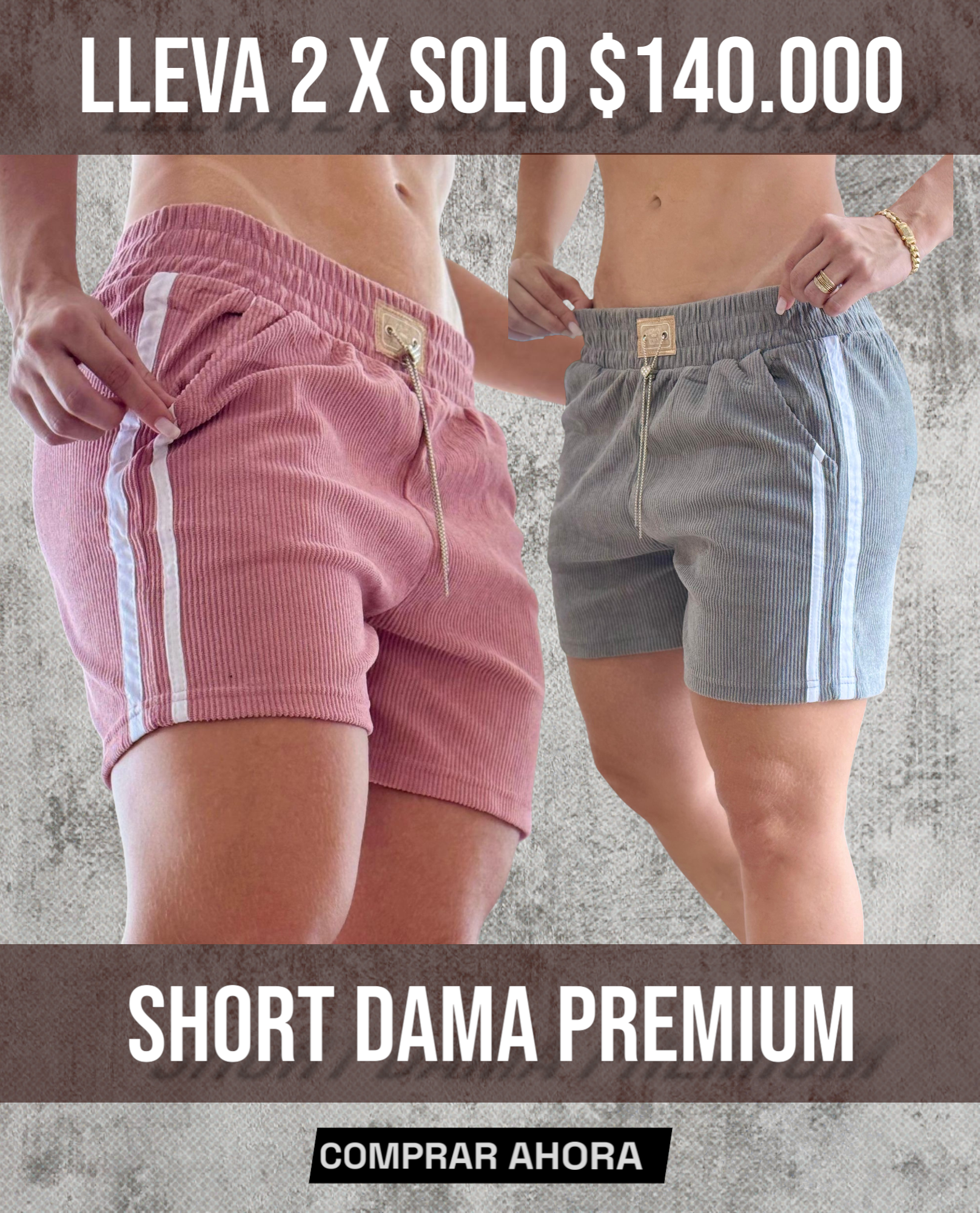 PROMOCION 2 SHORT X $140.000 GRIS X ROSA