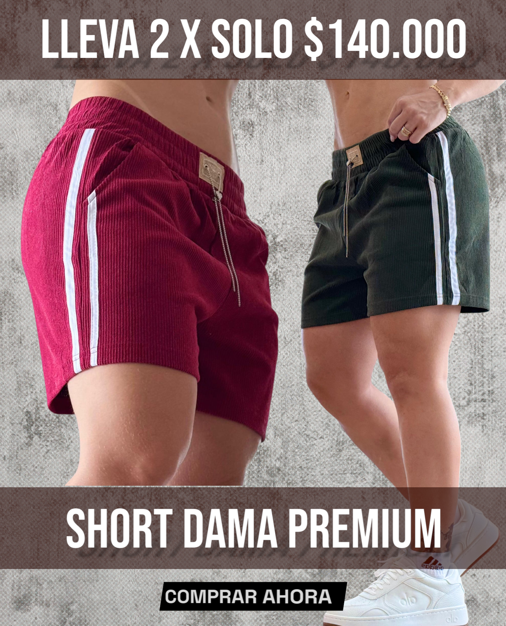 PROMOCION 2 SHORT X $140.000 VERDE X VINOTINTO