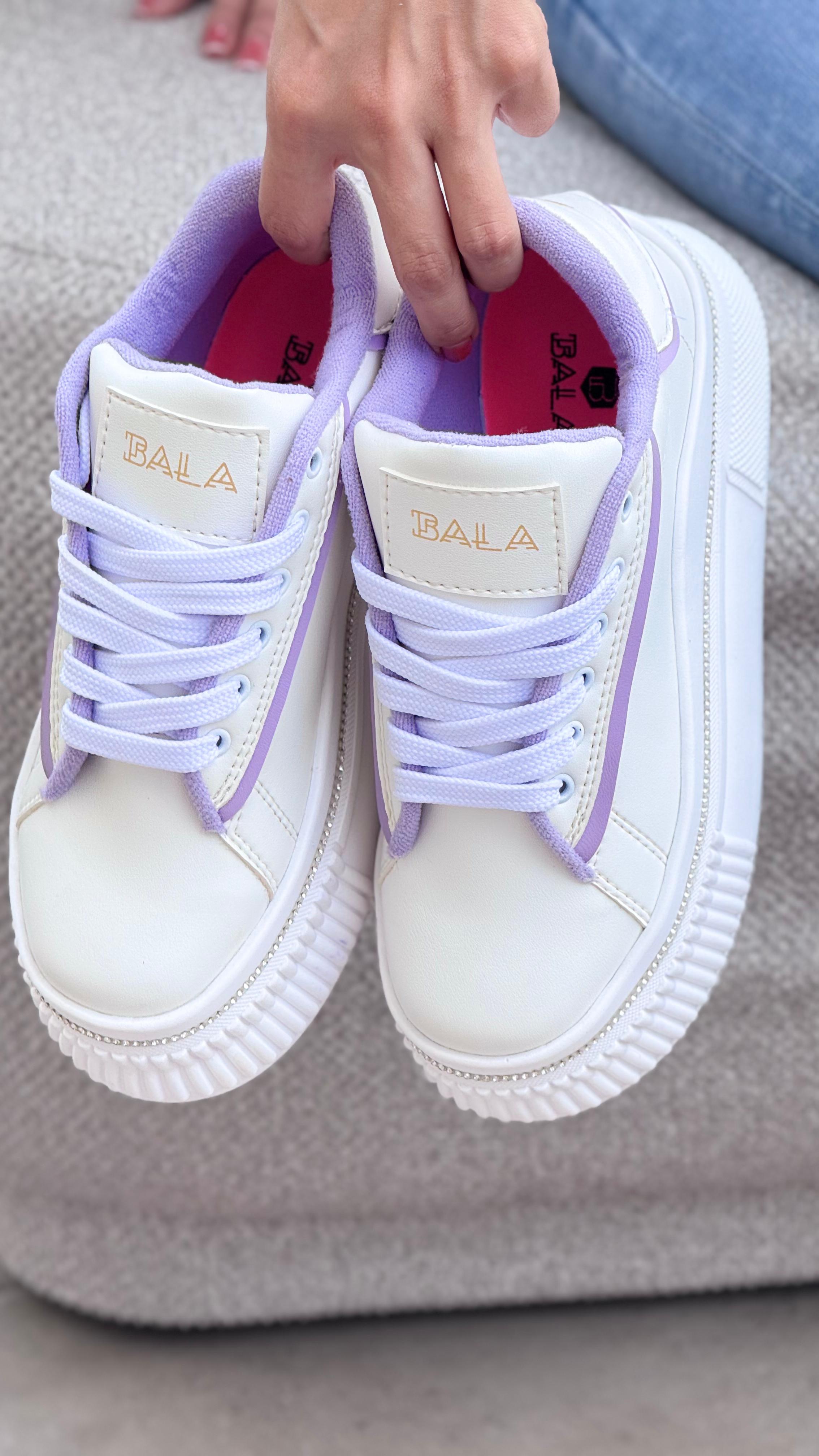 TENIS BALA DAMA BLANCO X VIOLETA