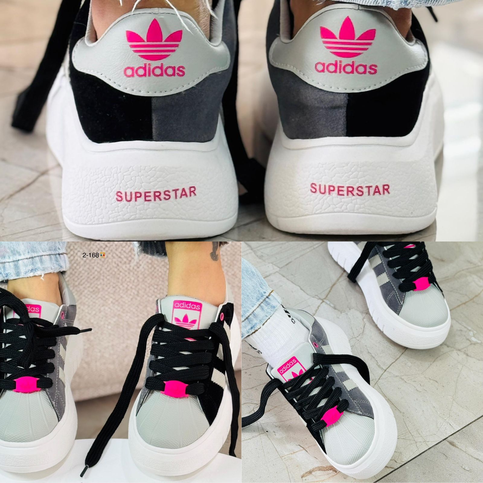 ADIDAS SUPER STAR NEGRO X GRIS