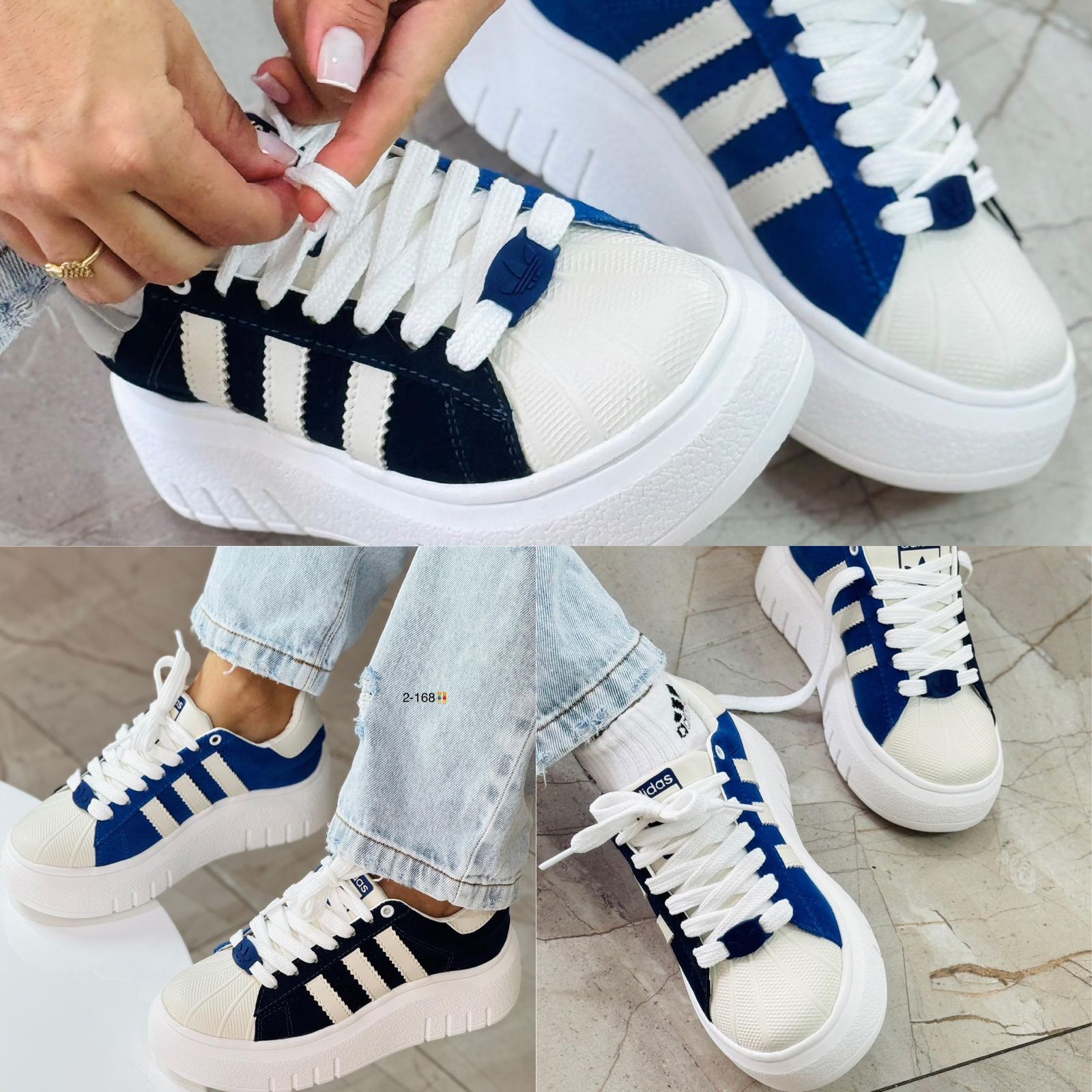 ADIDAS SUPER STAR NEGRO X AZUL