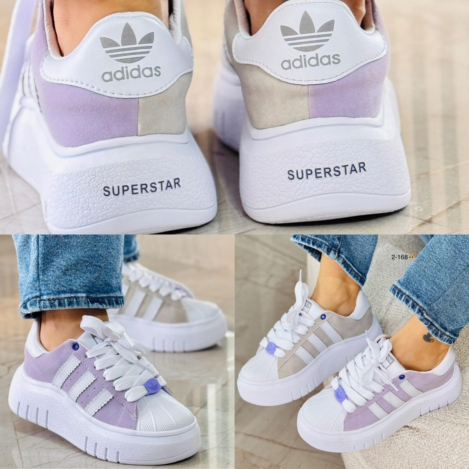ADIDAS SUPER STAR LILA X GRIS