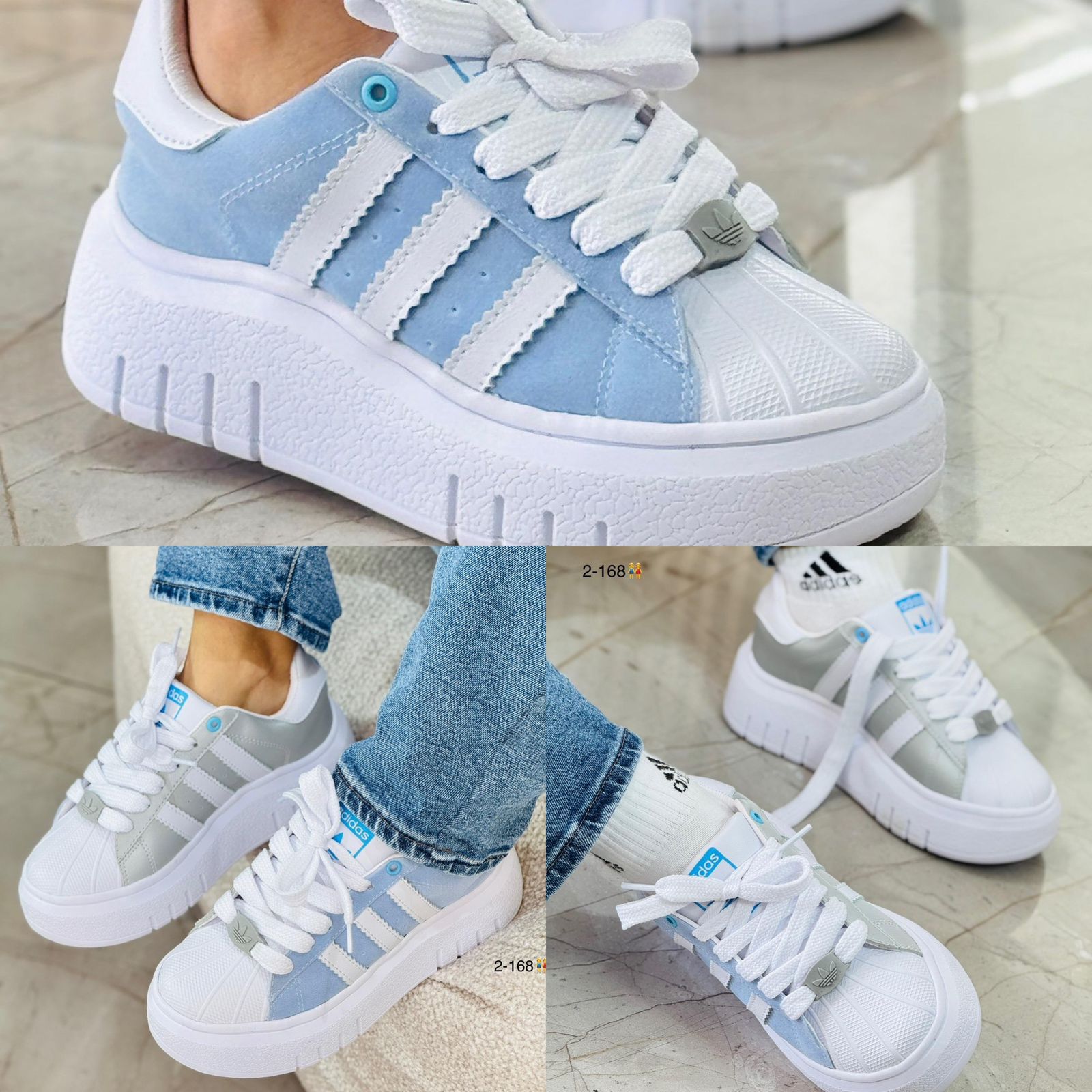 ADIDAS SUPER STAR AZUL  X GRIS